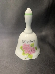 De colección Cerámica Blanco Campana Rosa Pensamientos To My Love 4" Alto Sin Clapper W1024 - Imagen 1 de 4