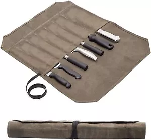 Messertasche, Messerrolle, strapazierfähiger Messerkoffer, gewachstes Canvas Kochmesserrollentasche, fol - Bild 1 von 7