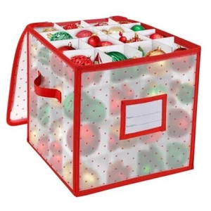 Christmas Ornament Storage Box, Christmas Storage Containers Organizer Bag Red - Picture 1 of 7