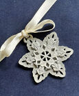Longaberger Pewter Snowflake Christmas Ornament On Ribbon - Vintage - Iob