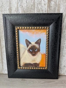 Original Framed Oil Painting Of Siamese Cat Kitty Greg Braken - Picture 1 of 9