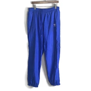 VINTAGE ADIDAS Mens Blue Fleece Lined Track Nylon Pants Size M Tapered Ankle Zip - Bild 1 von 11