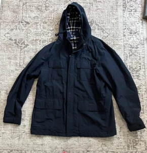 UNIQLO MENS NAVY LIGHTWEIGHT PACKABLE HOODIE DRAWSTRING PARKA SIZE XL-ZIP/SNAP - Picture 1 of 10