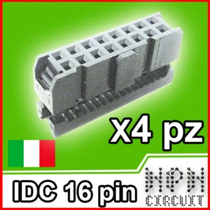 4X IDC 16 PIN CONNETTORE FEMMINA per cavo Flat passo 2,54 (4 pezzi) - Foto 1 di 3