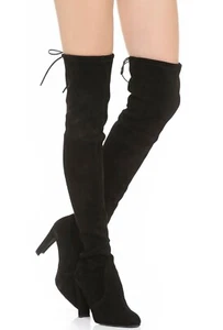 $798 Stuart Weitzman Women's Highland Black Suede Over-the-knee Boot - Picture 1 of 9