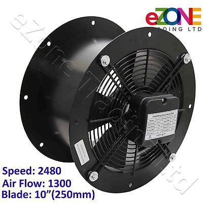 250mm Industrial Duct Fan Cased Axial Commercial Kitchen Canopy Extractor • 79.99£