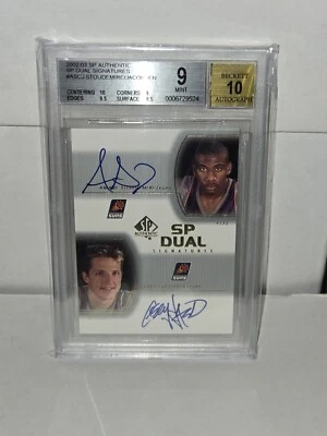 2002-03 SP Authentic Dual Signatures Rookie AMARE STOUDEMIRE Rc BGS 9 Mint - Image 1 of 3