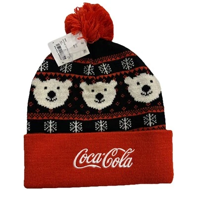 Coca Cola Gorro Tejido Adulto Rojo Blanco Talla Única Pom Pom Invierno Sombrero Exterior NUEVO Foto 1 de 2