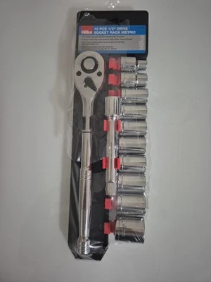Hilka 12 PIECE 1/2" DRIVE SOCKETS - METRIC ON RACK NEW SEALED - Image 1 of 2