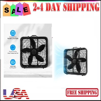 Comfort Zone 3 Speed High Performance Box Fan Air Conditioner, Black, 21 Inch (1 - Image 1 of 4