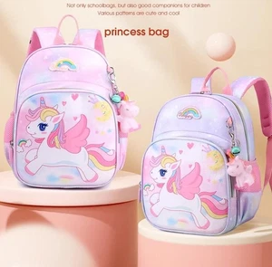 New Unicorn Backpack for Girls Cartoon Pink Princess School Bags Kids Satchels K - Picture 1 of 14