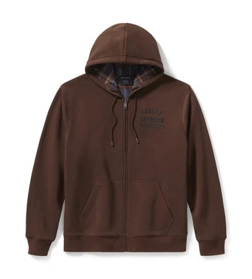 Harley-Davidson Plaid Lined Zip Hoodie Coffee Sweatshirt Gr. XXL - Herren Braun