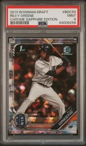 2019 Bowman Draft Chrome Sapphire Edition #BDC50 Riley Greene-PSA 9 - Picture 1 of 2