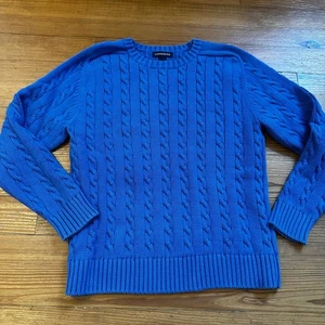 Lands' End periwinkle blue cable knit crew sweater SIZE 14 - Picture 1 of 4
