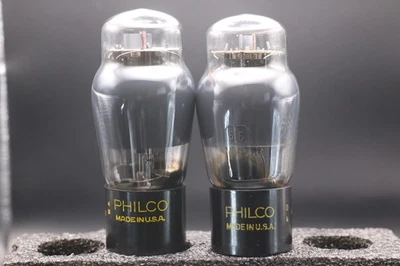 Early Tung-Sol (Philco) 6L6GA – Grey Glass – Foil Getter – U-Bracket – MATCHED - Image 1 of 4