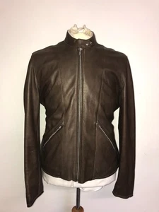 REISS - Mens BROWN SOFT REAL LEATHER JACKET - Size LARGE - 42-44 Reg - LOVELY - Picture 1 of 14