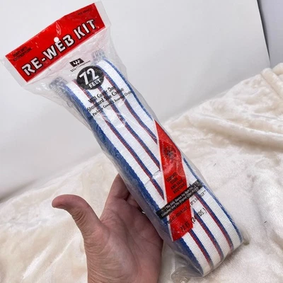 Wellington Re-Web Kit No. 820072 Lawn Chair Webbing 72 ft Red White Blue Stripes - Image 1 of 4