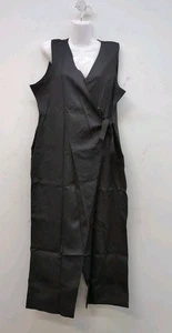 Sleeveless V Neck Side Tie Wide Leg Wrap Style Women's Jumpsuit Size XL Black - Picture 1 of 8