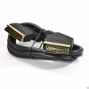 Scart Kabel 21 Pins Verbunden Schwarz Kabel Gold Anschlüsse 3M - Bild 1 von 4