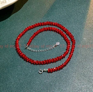 3mm Faceted Red Spinel Round Gemstone Beads Necklace Jewelry 16" - Picture 1 of 12