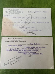 Vintage Johnson Fishing Tackle 1900’s Fishing Orders Post Cards Baltimore - Picture 1 of 5