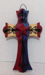 Hobby Lobby Wall Decor Cross Wooden w/ Metal Star - Picture 1 of 5