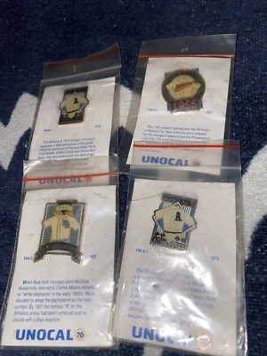 Vintage Unocal 76 4 Pins Collectible Oakland A’s Gas Station Original NOS lot - Image 1 of 4