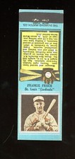 1934 Diamond Match Co. Matchbook Cover Silver Border Baseball Frankie Frisch EX