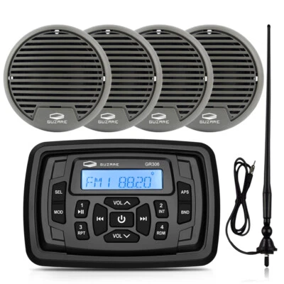 Boat Radio System Waterproof Bluetooth Audio Speakers System for ATV UTV Yacht - Image 1 of 4