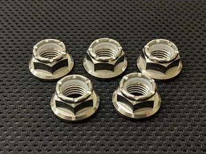 M10-1,25p Titan Kettenradmuttern Nyloc Ti hinten Kettenrad Nyloc Flanschmuttern x 5 - Bild 1 von 3