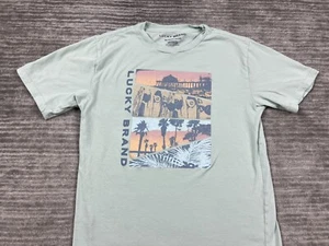 Lucky Brand Shirt Girls XL 18/20 Green Short Sleeve Beach Graphic Cotton - Picture 1 of 9