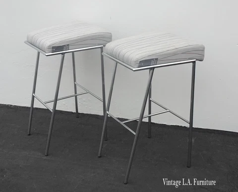 Pair of Two Global Furniture Group Gray Chrome Barstools ~ Bar Stools Cover