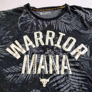 Project Rock Under Armour T Shirt Mens XXL Black Gray Warrior Mana Floral Print - Picture 1 of 8