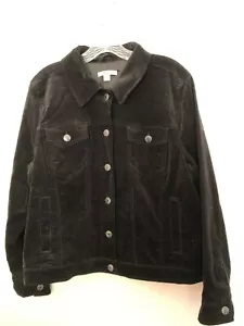 NWOT ISAAC MIZRAHI LIVE! STRETCH FINE CORDUROY Lined Jacket Black Size 16 NEW - Picture 1 of 4