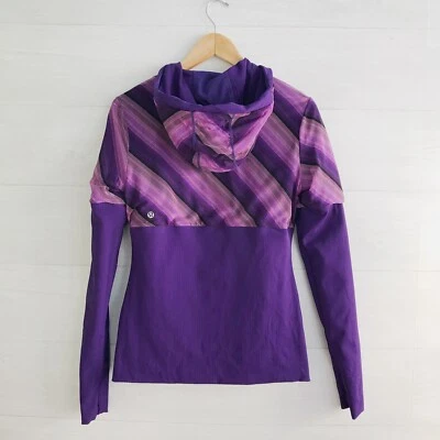 Raro Lululemon - Chaqueta de estudio con capucha reversible púrpura, malla brillante, talla 8 Foto 1 de 4