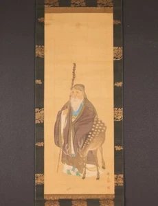 hp897 Hanging Scroll "Jurojin (God of Longevity)" by Ueda Kofu (Late Edo Era) - Picture 1 of 13