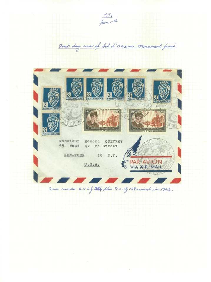 ALGERIA-COVERS- FDC of the bol di Ornano Monument Fund.  - Image 1 of 1