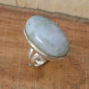 Mondstein Ring - ovaler Cabochon Edelstein Schmuck versilbert Ringgröße"9 - Bild 1 von 6