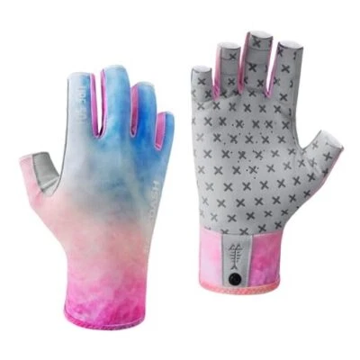  Guantes de Sol 3/4 Dedos UPF 50+ Transpirables Antideslizantes Silicona Grandes Nubes Rosadas Foto 1 de 4
