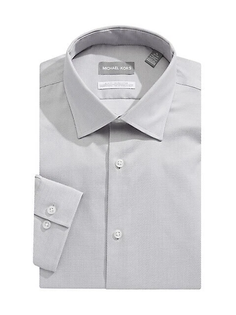 Camisa de Vestir MICHAEL KORS Gris Escarcha Cómoda Elastizada Algodón Calce Ajustado 17 1/2 XL Foto 1 de 1