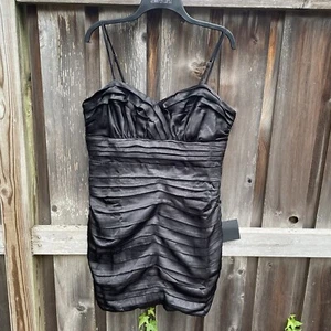Lulus Women's Size XL Bodycon Black Pleated Satin Sleeveless Mini Dress NEW - Picture 1 of 7