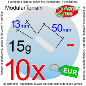 10x 2mm Clear Acrylic 13x50mm 50x13mm Pill Oval Base War Victory At Sea game - Imagen 1 de 7