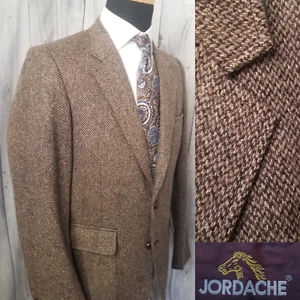 Vintage 80er Jordache Herren Blazer 40r (38) Braun Tweed Sport Mantel Jacke - Bild 1 von 22