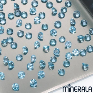 WHOLESALE NATURAL SWISS BLUE TOPAZ GEMSTONE FACETED ROUND 1.25mm-3mm WP001B1 - Picture 1 of 2