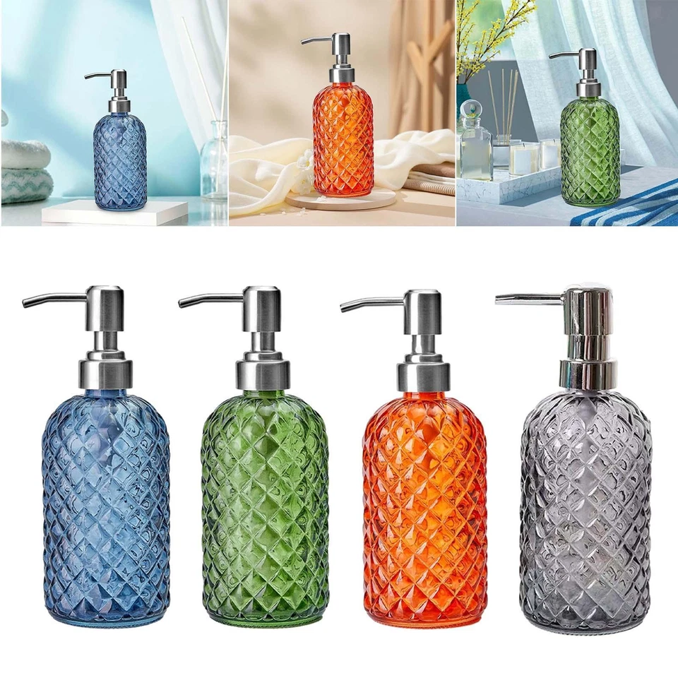 Glass soap dispenser, hand soap dispenser with stainless steel pump, 350 ml - image 1 of 1