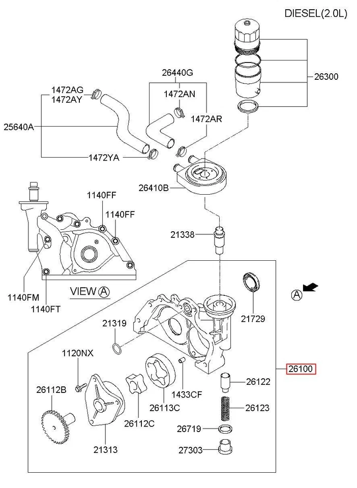 Original/OEM 2131027010 CONJUNTO DE BOMBA-ACEITE para Hyundai Tucson 06 Foto 1 de 1