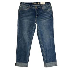 Seven Jeans Womens 16 Blue High Rise Rodeo Crop Medium Wash Stretch Denim 36x29 - Bild 1 von 17