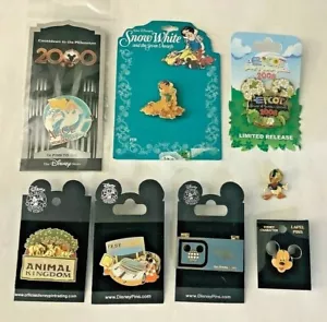 Lot Vtg 8 DISNEY Alice Wonderland, Mickey Mouse, Animal Kingdom, Snow White Pin - Picture 1 of 9