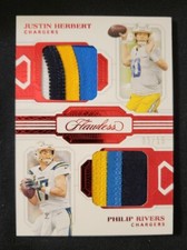 2020 Panini Flawless Justin Herbert Philip Rivers 4 Color Dual Patch Rookie#5/15