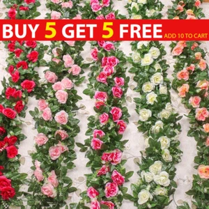 8ft Artificial Flower Silk Rose Leaf Garland Vine Ivy Home Wedding Garden Decor - Picture 1 of 81